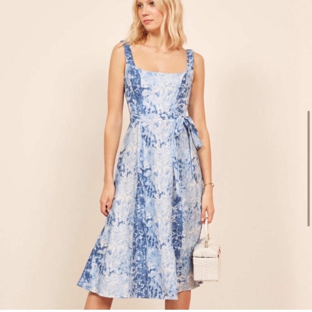 Reformation Blue Marble Midi Dress